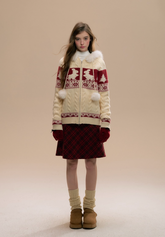 Retro Red Plaid Wool Pleated Skirt